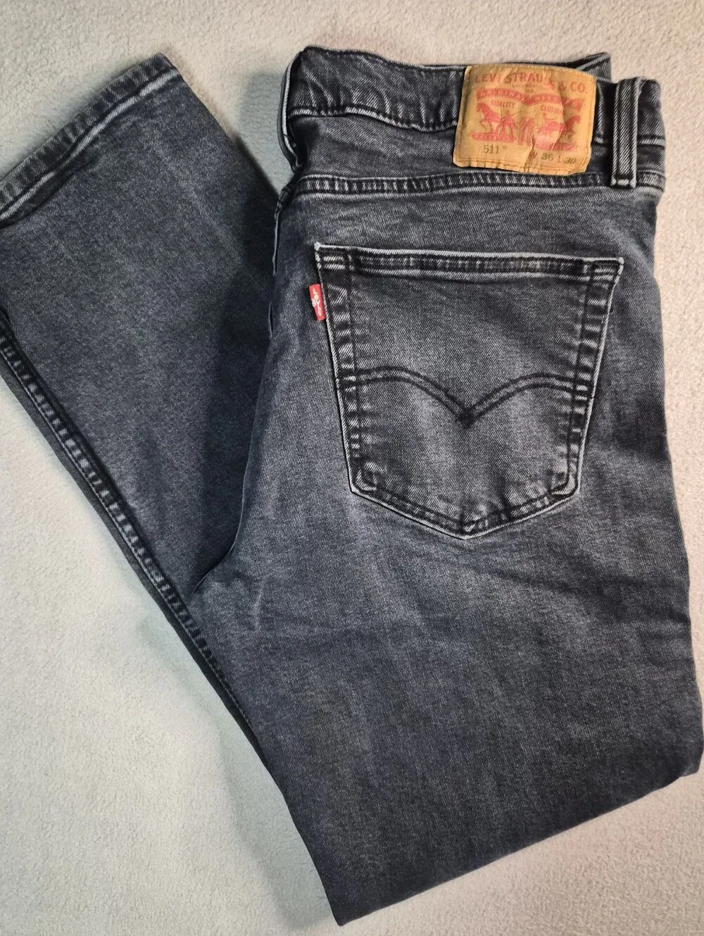 Levi's 511 dark grey denim straight leg jeans mens Size 36x30